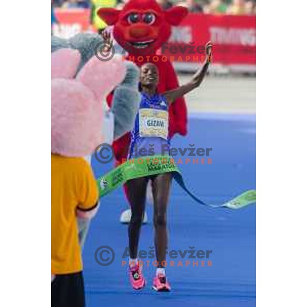 Gizaw Melkam (ETH) wins 20.Volkswagen Ljubljana Marathon, Slovenia on October 25, 2015.