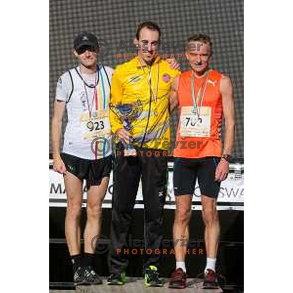 Mulej Janez, Kosovelj Mitja and Kustec Gregor during 20.Volkswagen Ljubljana Marathon, Slovenia on October 25, 2015.