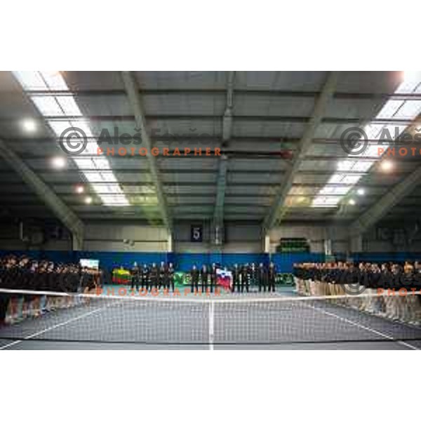 Davis Cup match between Slovenia and Lithuania in Kranj, Slovenia on October 30, 2015.