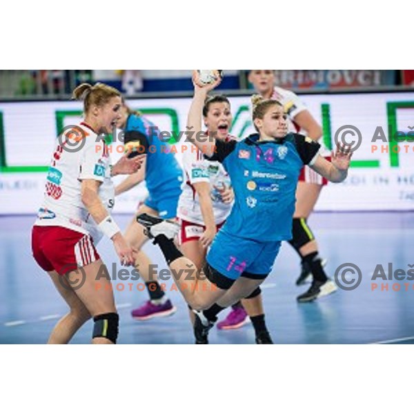 Aneja Beganovic in action during handball match between Krim Mercator - Larvik, EHF Women\'s Champions League, Stozice, Ljubljana, 30.10.2015