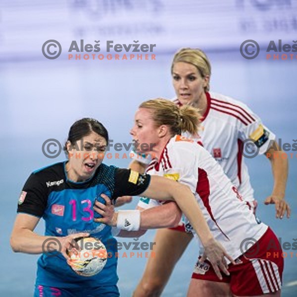 Mirjeta Bajramoska in action during handball match between Krim Mercator - Larvik, EHF Women\'s Champions League, Stozice, Ljubljana, 30.10.2015