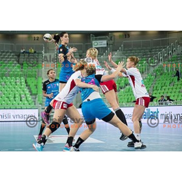 Alja Koren in action during handball match between Krim Mercator - Larvik, EHF Women\'s Champions League, Stozice, Ljubljana, 30.10.2015