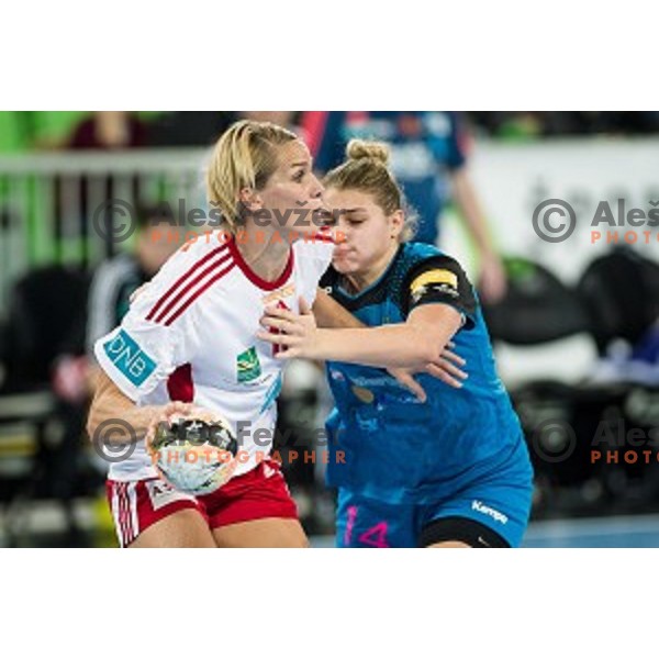 Aneja Beganovic in action during handball match between Krim Mercator - Larvik, EHF Women\'s Champions League, Stozice, Ljubljana, 30.10.2015