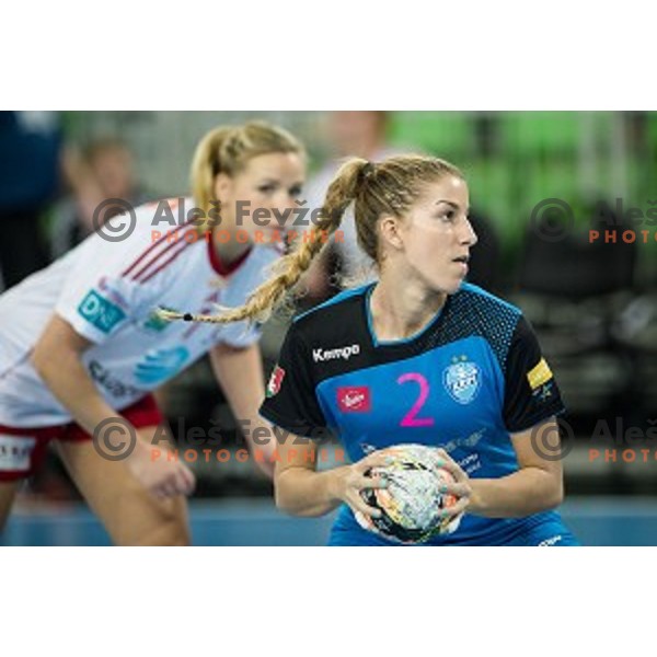 Ana Abina in action during handball match between Krim Mercator - Larvik, EHF Women\'s Champions League, Stozice, Ljubljana, 30.10.2015