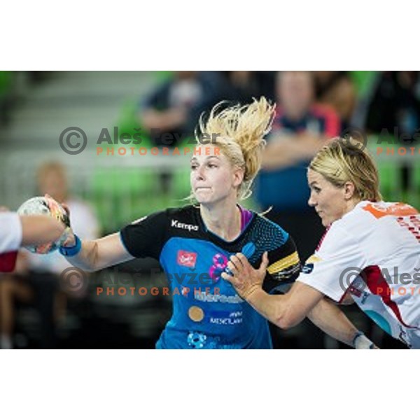 Tamara Mavsar in action during handball match between Krim Mercator - Larvik, EHF Women\'s Champions League, Stozice, Ljubljana, 30.10.2015