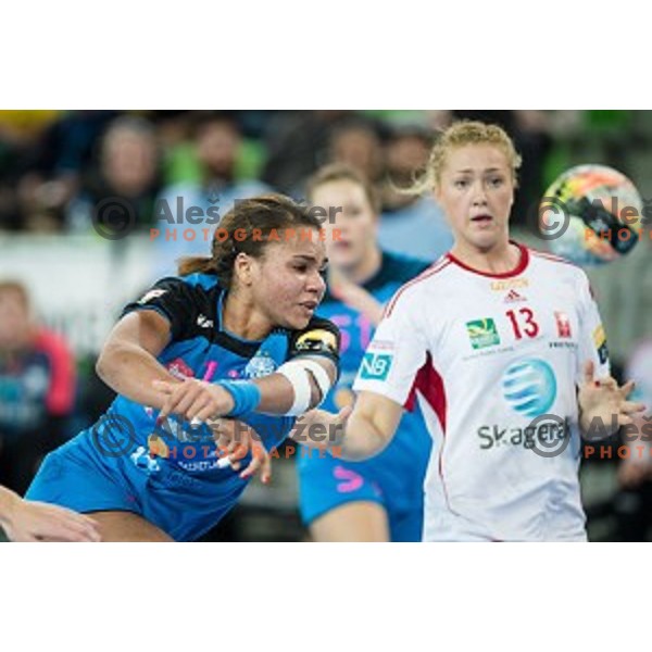 Elisabeth Omoregie in action during handball match between Krim Mercator - Larvik, EHF Women\'s Champions League, Stozice, Ljubljana, 30.10.2015