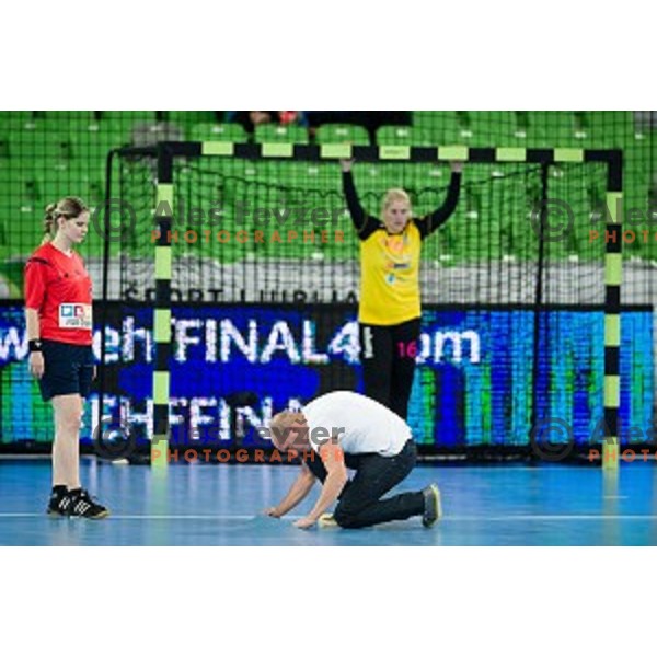 Misa Marincek in action during handball match between Krim Mercator - Larvik, EHF Women\'s Champions League, Stozice, Ljubljana, 30.10.2015