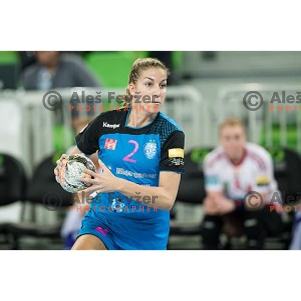 Ana Abina in action during handball match between Krim Mercator - Larvik, EHF Women\'s Champions League, Stozice, Ljubljana, 30.10.2015