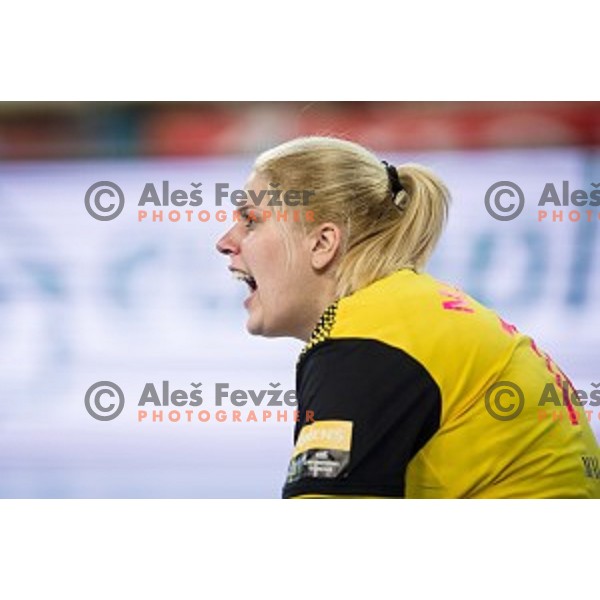 Misa Marincek in action during handball match between Krim Mercator - Larvik, EHF Women\'s Champions League, Stozice, Ljubljana, 30.10.2015