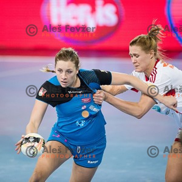 Marija Obradovic in action during handball match between Krim Mercator - Larvik, EHF Women\'s Champions League, Stozice, Ljubljana, 30.10.2015