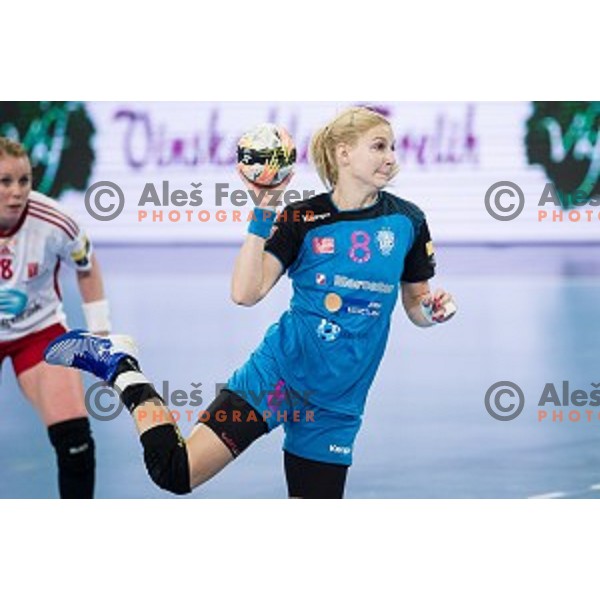 Tamara Mavsar in action during handball match between Krim Mercator - Larvik, EHF Women\'s Champions League, Stozice, Ljubljana, 30.10.2015