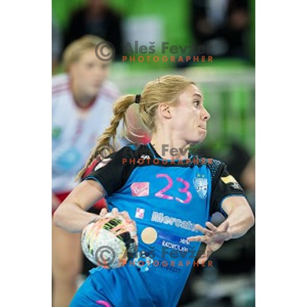 Polona Baric in action during handball match between Krim Mercator - Larvik, EHF Women\'s Champions League, Stozice, Ljubljana, 30.10.2015