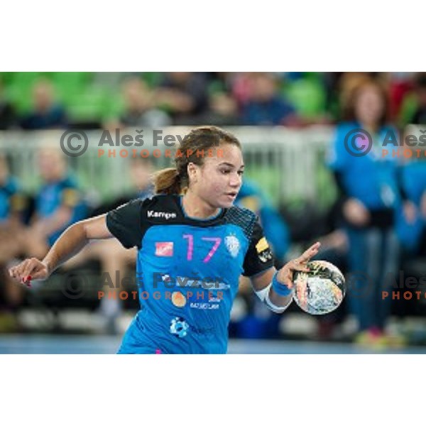 Elisabeth Omoregie in action during handball match between Krim Mercator - Larvik, EHF Women\'s Champions League, Stozice, Ljubljana, 30.10.2015