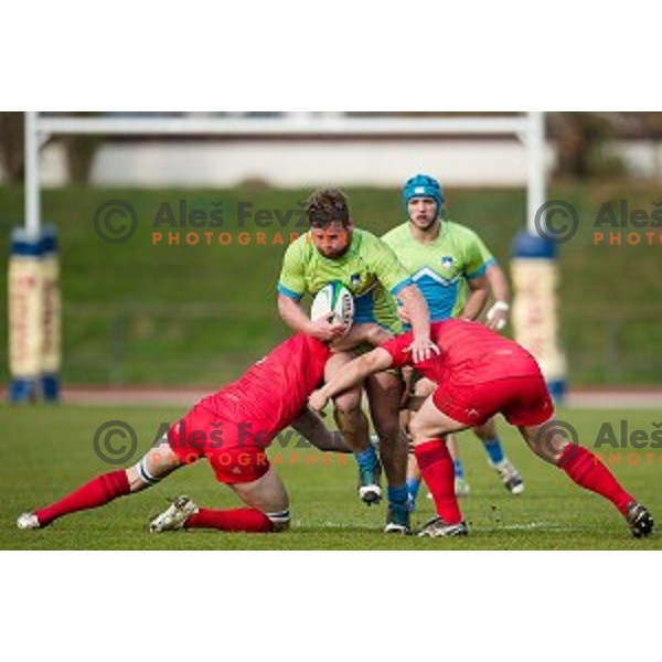 in action during rugby match Slovenia - Denmark , European Nations cup , Division 2C, ZAK, Ljubljana, Slovenia , 14.11.2015
