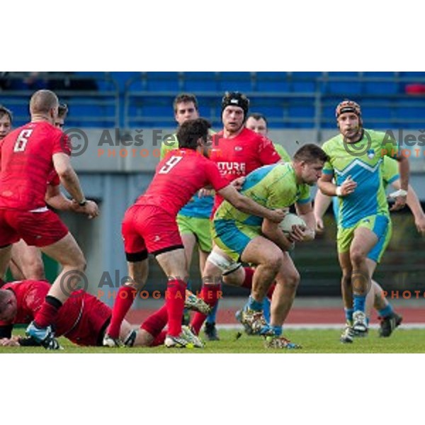 in action during rugby match Slovenia - Denmark , European Nations cup , Division 2C, ZAK, Ljubljana, Slovenia , 14.11.2015