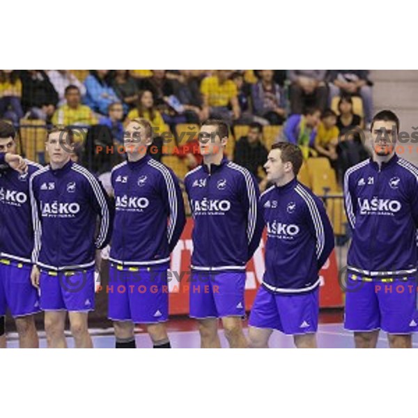 of Celje Pivovarna Lasko in action during EHF Champions league match between Celje Pivovarna Lasko and Veszprem in Zlatorog Hall, Celje, Slovenia on November 15, 2015