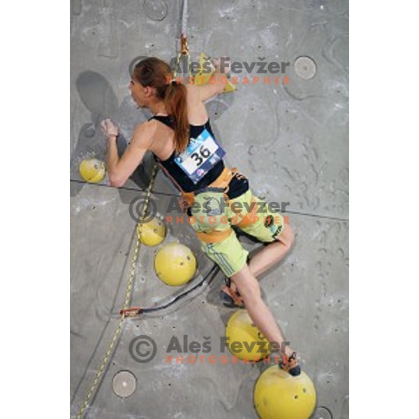 Mina Markovic of Slovenia in the Final of IFSC Climbing World Cup 2015 in Zlato pole Hall, Kranj, Slovenia in November 15, 2015