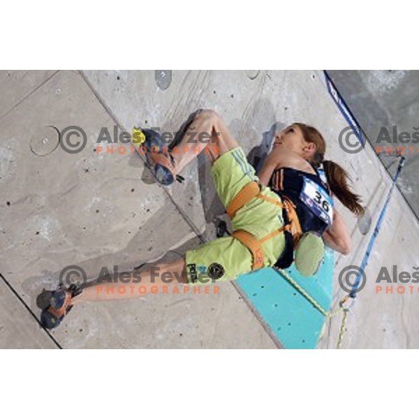 Mina Markovic of Slovenia in the Final of IFSC Climbing World Cup 2015 in Zlato pole Hall, Kranj, Slovenia in November 15, 2015
