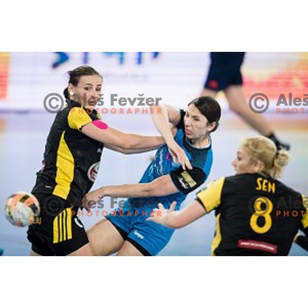 Mirjeta Bajramoska in action during handball match between Krim Mercator - Rostov-Don, EHF Women\'s Champions League, Stozice, Ljubljana, 20.11.2015