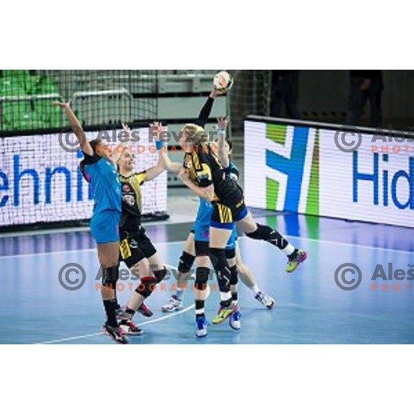 Elisabeth Omoregie in action during handball match between Krim Mercator - Rostov-Don, EHF Women\'s Champions League, Stozice, Ljubljana, 20.11.2015