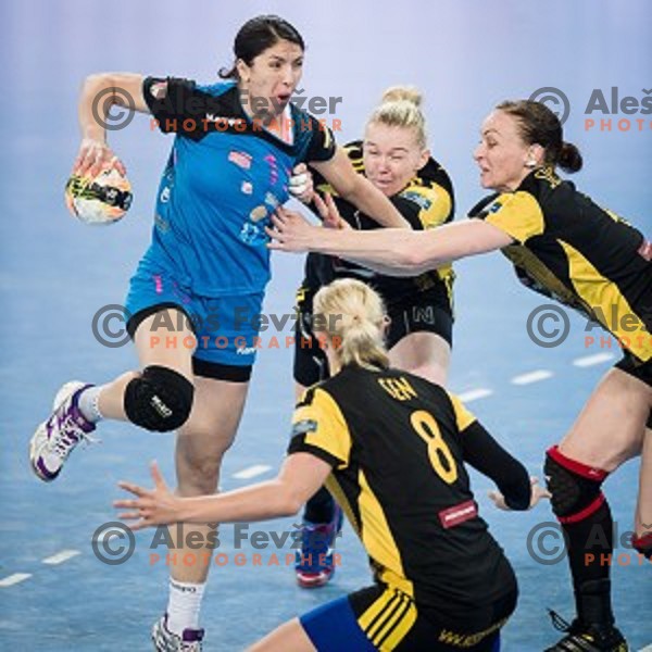 Mirjeta Bajramoska in action during handball match between Krim Mercator - Rostov-Don, EHF Women\'s Champions League, Stozice, Ljubljana, 20.11.2015