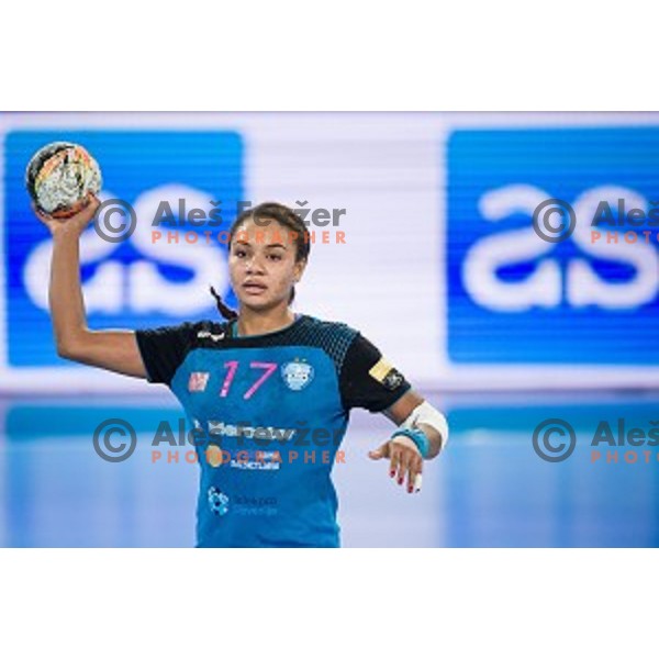 Elisabeth Omoregie in action during handball match between Krim Mercator - Rostov-Don, EHF Women\'s Champions League, Stozice, Ljubljana, 20.11.2015