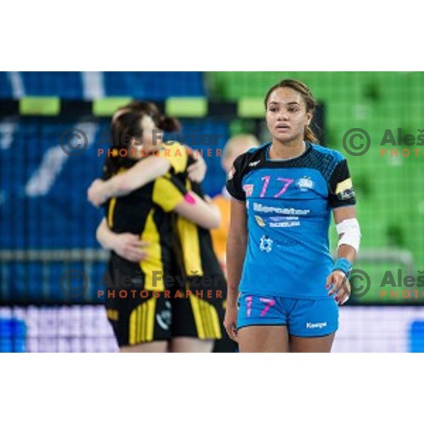 Elisabeth Omoregie in action during handball match between Krim Mercator - Rostov-Don, EHF Women\'s Champions League, Stozice, Ljubljana, 20.11.2015