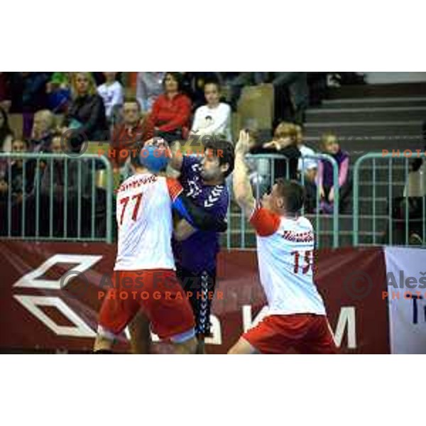 Ante Kaleb in action during EHF cup handball match, RK Maribor - CS Dinamo Bucharest, played in Tabor Hall, 21.11.2015, Maribor