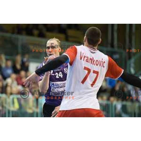 Aleksander Spende in action during EHF cup handball match, RK Maribor - CS Dinamo Bucharest, played in Tabor Hall, 21.11.2015, Maribor