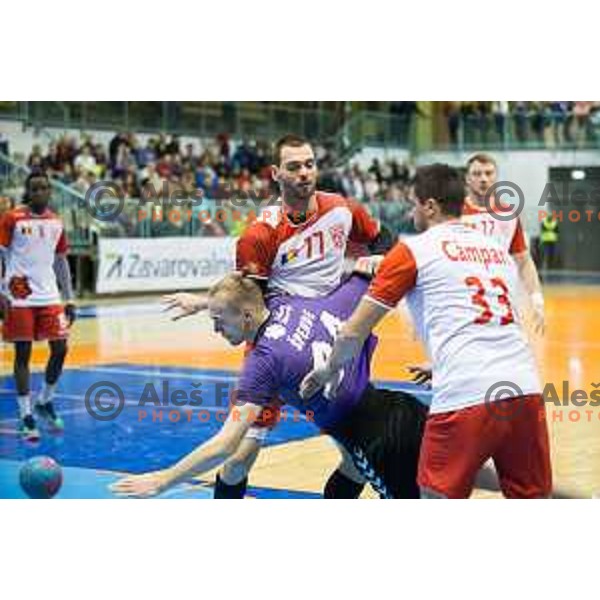 Aleksander Spende in action during EHF cup handball match, RK Maribor - CS Dinamo Bucharest, played in Tabor Hall, 21.11.2015, Maribor