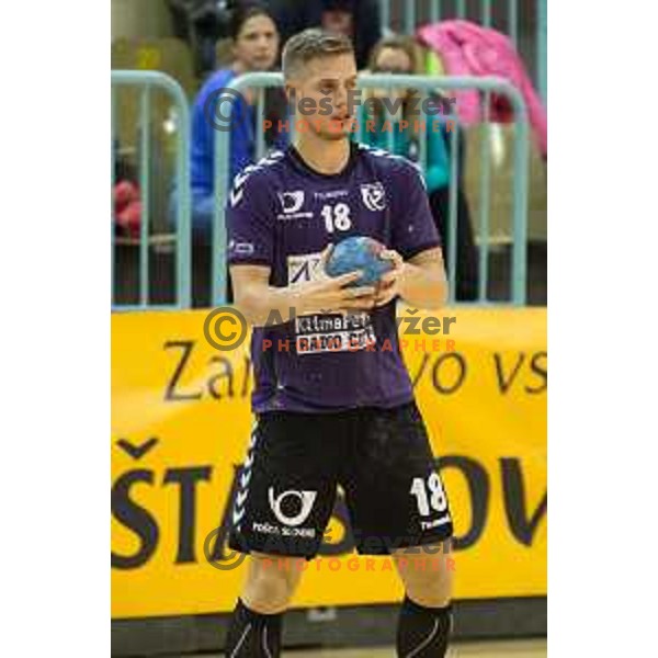 Gasper Hrastnik in action during EHF cup handball match, RK Maribor - CS Dinamo Bucharest, played in Tabor Hall, 21.11.2015, Maribor