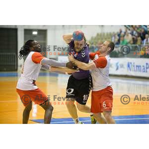 Tine Poklar in action during EHF cup handball match, RK Maribor - CS Dinamo Bucharest, played in Tabor Hall, 21.11.2015, Maribor