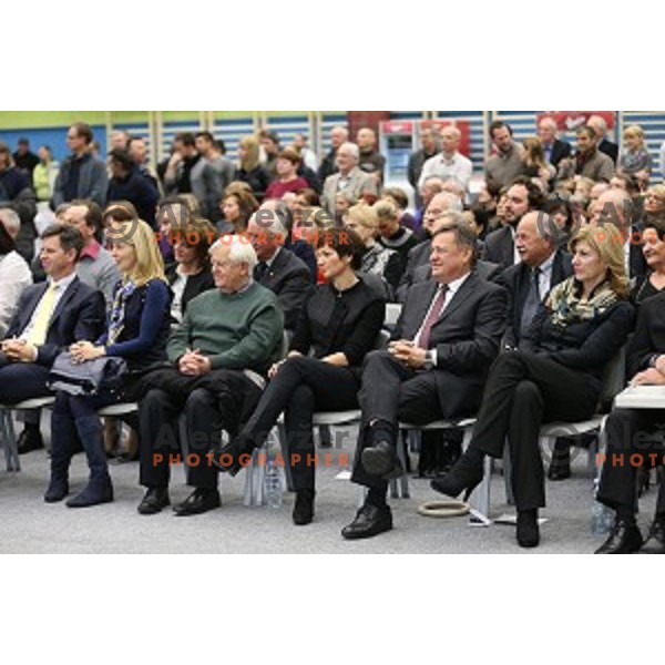Tanja Polajnar, Zoran Jankovic, Maja Makovec Brencic at Grand Opening of Ljubljana Gymnastic Centre in Ljubljana, Slovenia on November 27, 2015