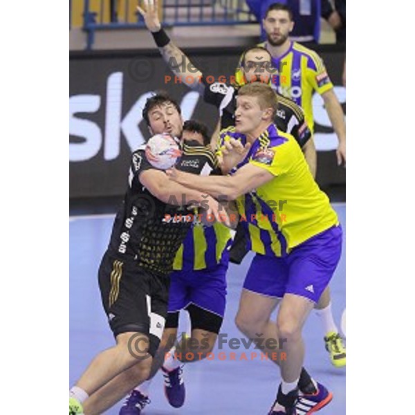 of Celje Pivovarna Lasko in action during EHF Champions league match between Celje Pivovarna Lasko and Kiel in Zlatorog Hall, Celje, Slovenia on November 28, 2015