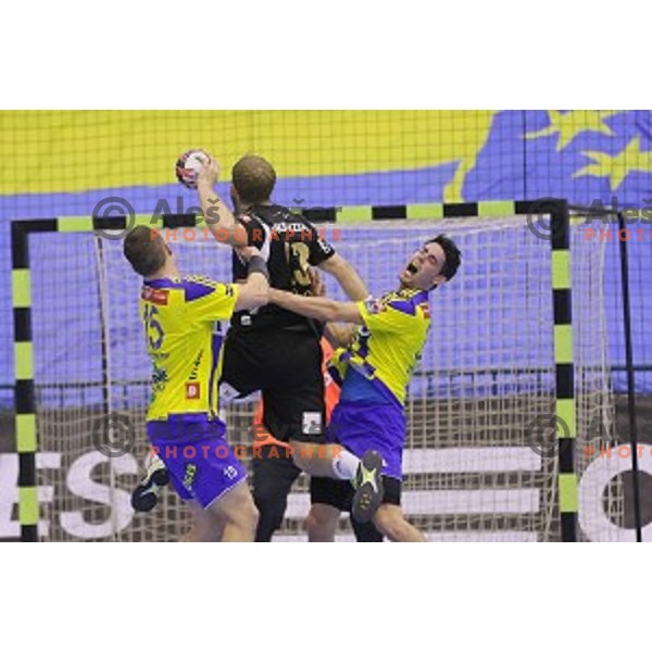 of Celje Pivovarna Lasko in action during EHF Champions league match between Celje Pivovarna Lasko and Kiel in Zlatorog Hall, Celje, Slovenia on November 28, 2015