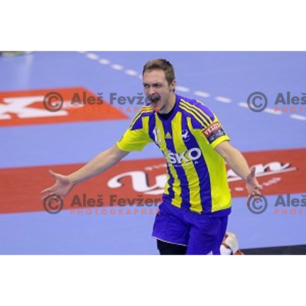 of Celje Pivovarna Lasko in action during EHF Champions league match between Celje Pivovarna Lasko and Kiel in Zlatorog Hall, Celje, Slovenia on November 28, 2015