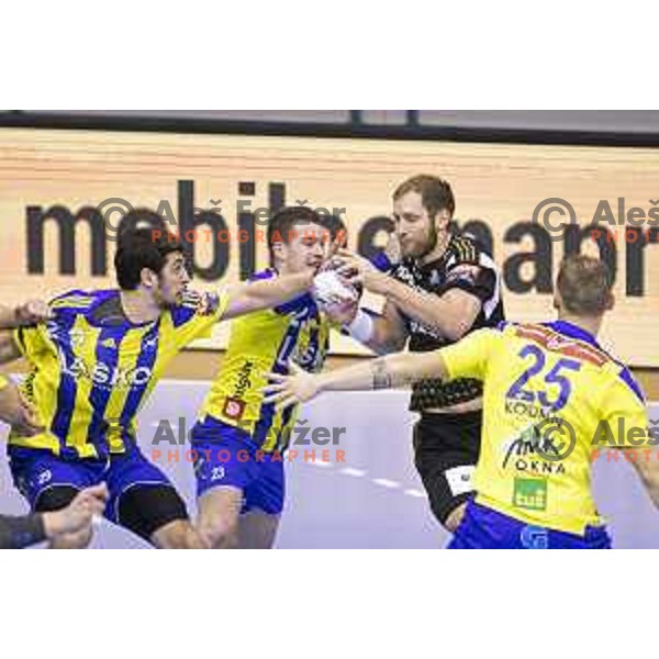 of Celje Pivovarna Lasko in action during EHF Champions league match between Celje Pivovarna Lasko and Kiel in Zlatorog Hall, Celje, Slovenia on November 28, 2015