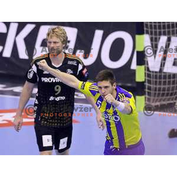 of Celje Pivovarna Lasko in action during EHF Champions league match between Celje Pivovarna Lasko and Kiel in Zlatorog Hall, Celje, Slovenia on November 28, 2015