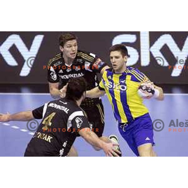 of Celje Pivovarna Lasko in action during EHF Champions league match between Celje Pivovarna Lasko and Kiel in Zlatorog Hall, Celje, Slovenia on November 28, 2015