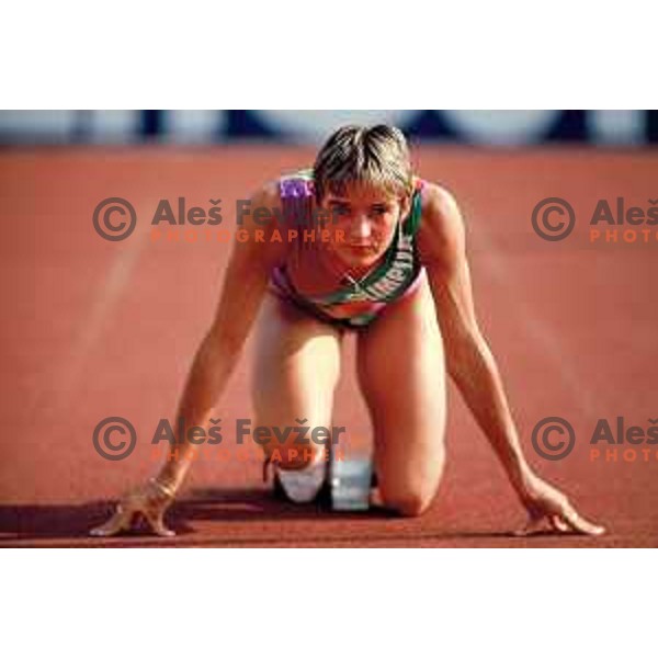 Brigita Bukovec of Slovenia at ZAK stadium Ljubljana in spring 1990