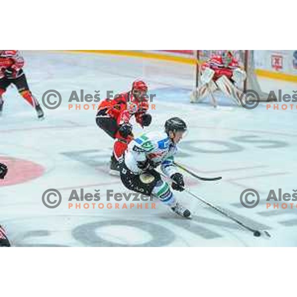 action during Final of Slovenian ice-hockey Cup between SIJ Acroni Jesenice and Telemach Olimpija in Podmezakla Hall, Jesenice on December 1, 2015