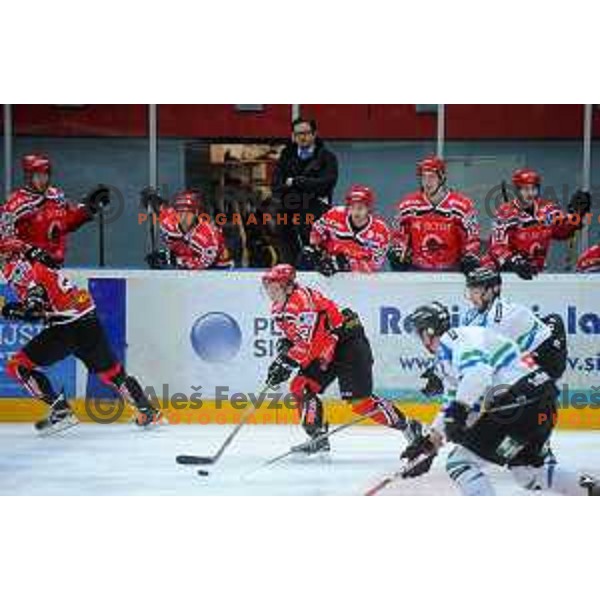 action during Final of Slovenian ice-hockey Cup between SIJ Acroni Jesenice and Telemach Olimpija in Podmezakla Hall, Jesenice on December 1, 2015