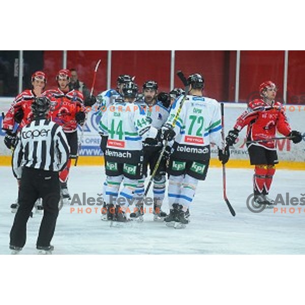 action during Final of Slovenian ice-hockey Cup between SIJ Acroni Jesenice and Telemach Olimpija in Podmezakla Hall, Jesenice on December 1, 2015