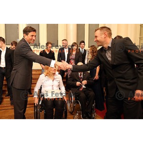 Slovenian sportsman and sportswoman at reception by president of Republic of Slovenia in Ljubljana on December 8, 2015
