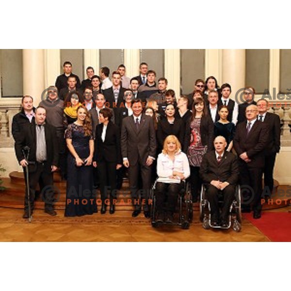 Slovenian sportsman and sportswoman at reception by president of Republic of Slovenia in Ljubljana on December 8, 2015