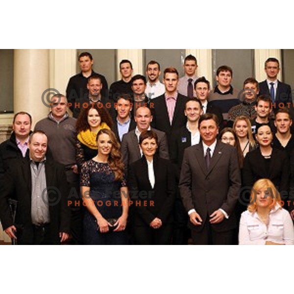 Slovenian sportsman and sportswoman at reception by president of Republic of Slovenia in Ljubljana on December 8, 2015