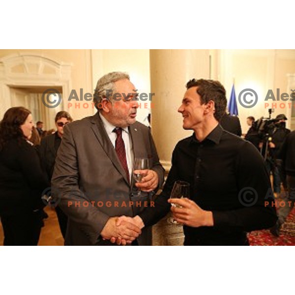 Brane Dmitrovic with Slovenian sportsman and sportswoman at reception by president of Republic of Slovenia in Ljubljana on December 8, 2015