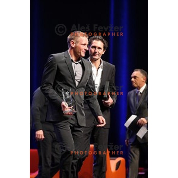 Benjamin Savsek, Andrea Massi at Slovenian sportsman of the year 2015 awards during Gala night in Cankar Hall on December 8, 2015, Ljubljana, Slovenia