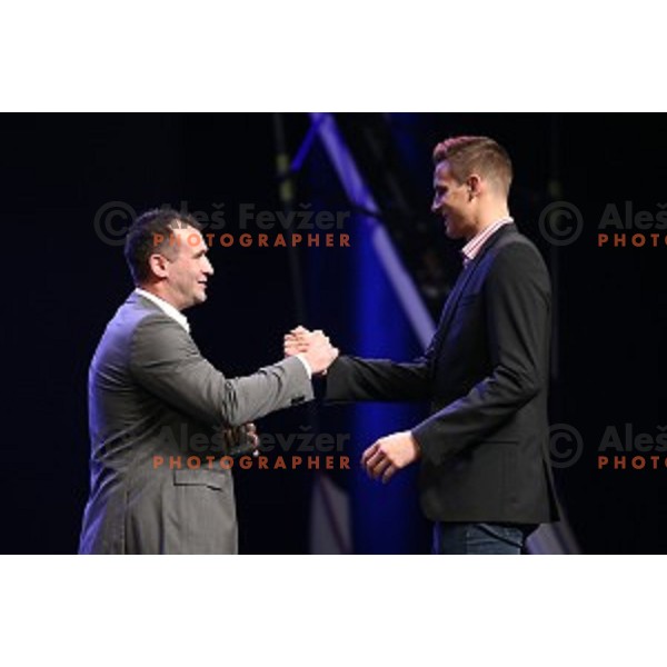 Tomaz Razingar nad Jan Kozamernik at Slovenian sportsman of the year 2015 awards during Gala night in Cankar Hall on December 8, 2015, Ljubljana, Slovenia