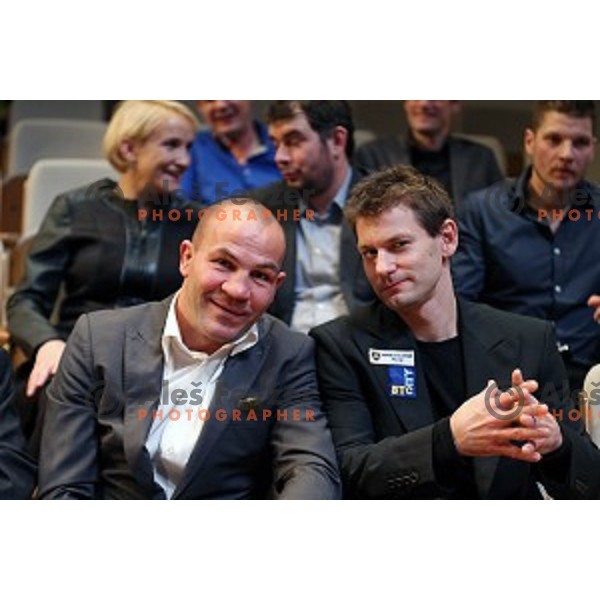 Dejan Zavec and Mitja Petkovsek at Slovenian sportsman and sportswoman at reception by president of Republic of Slovenia in Ljubljana on December 8, 2015
